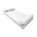 STYLE 5 - Mattress & Pillow Bolster for Outdoor Indoor Daybed Porch Swing Bed Piped Trim Queen Size AD106 | COVERS ONLY |
