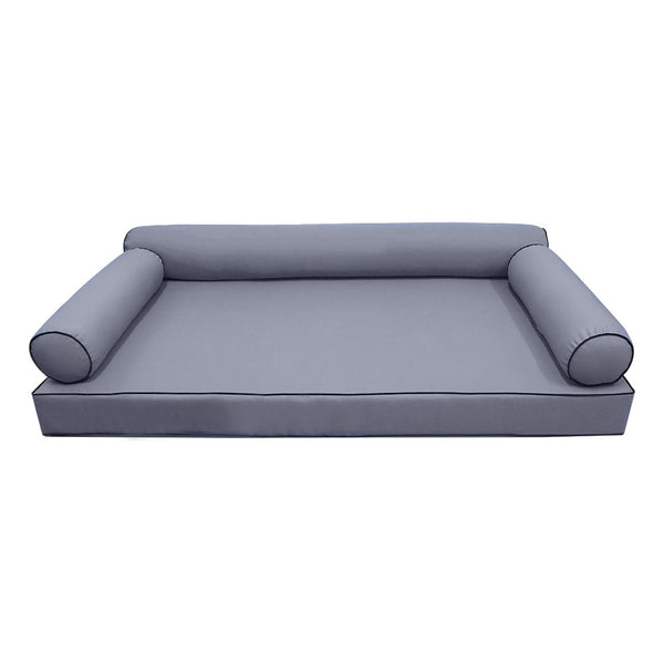 Style6 Twin Size 4PC Contrast Pipe Trim Outdoor Daybed Mattress Cushion Bolster Pillow Slip Cover COMPLETE SET AD001