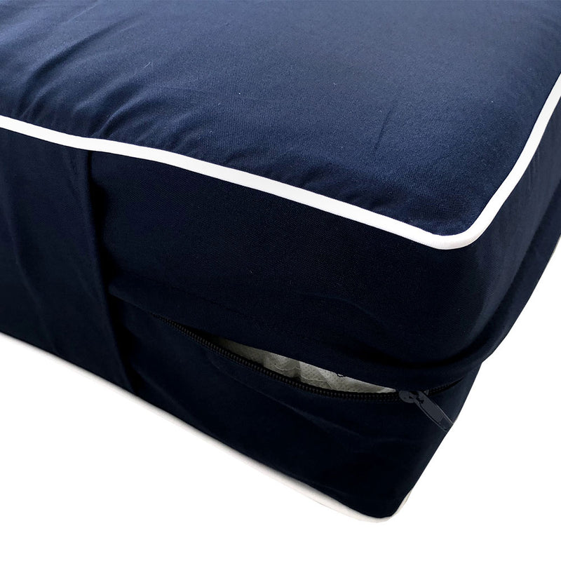Style6 Twin Size 4PC Contrast Pipe Trim Outdoor Daybed Mattress Bolster Pillow Fitted Sheet Slip Cover ONLY AD101