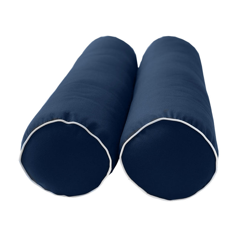 Style6 Twin Size 4PC Contrast Pipe Trim Outdoor Daybed Mattress Bolster Pillow Fitted Sheet Slip Cover ONLY AD101