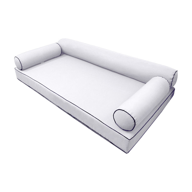 STYLE 6 - Mattress & Bolster Pillow for Outdoor Indoor Daybed Porch Swing Bed Twin-XL Size | COVERS ONLY |