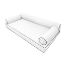 Elegant cushion and bolster set featuring refined craftsmanship and knife-edge detailing, designed for versatile indoor and outdoor comfort.