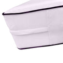 STYLE 6 - Mattress & Pillow Bolster for Outdoor Indoor Daybed Porch Swing Bed Contrast Trim Full Size AD107 | COVERS ONLY |