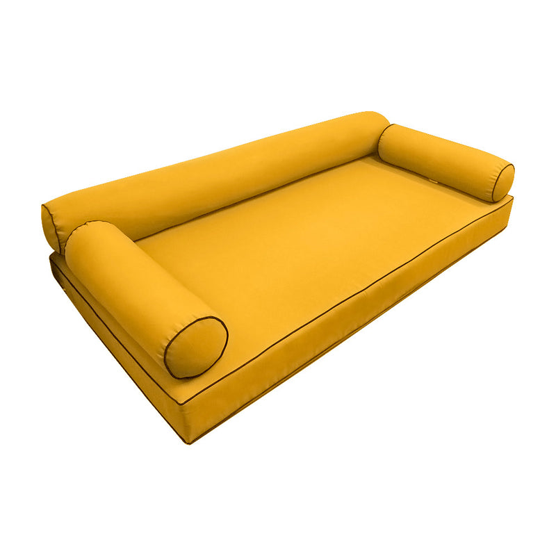 Style6 Twin Size 4PC Contrast Pipe Trim Outdoor Daybed Mattress Bolster Pillow Fitted Sheet Slip Cover ONLY AD108