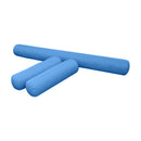 Four-piece pillow and bolster cushion set including seat cushion, two bolster pillows for indoor or outdoor seating.