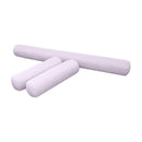 Four-piece pillow and bolster cushion set including seat cushion, two bolster pillows for indoor or outdoor seating.