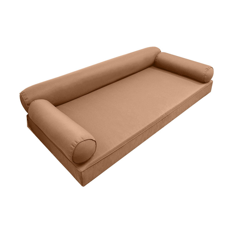 STYLE 6 - Mattress & Pillow Bolster for Outdoor Indoor Daybed Porch Swing Bed Piped Trim Full Size AD104 | COVERS ONLY |