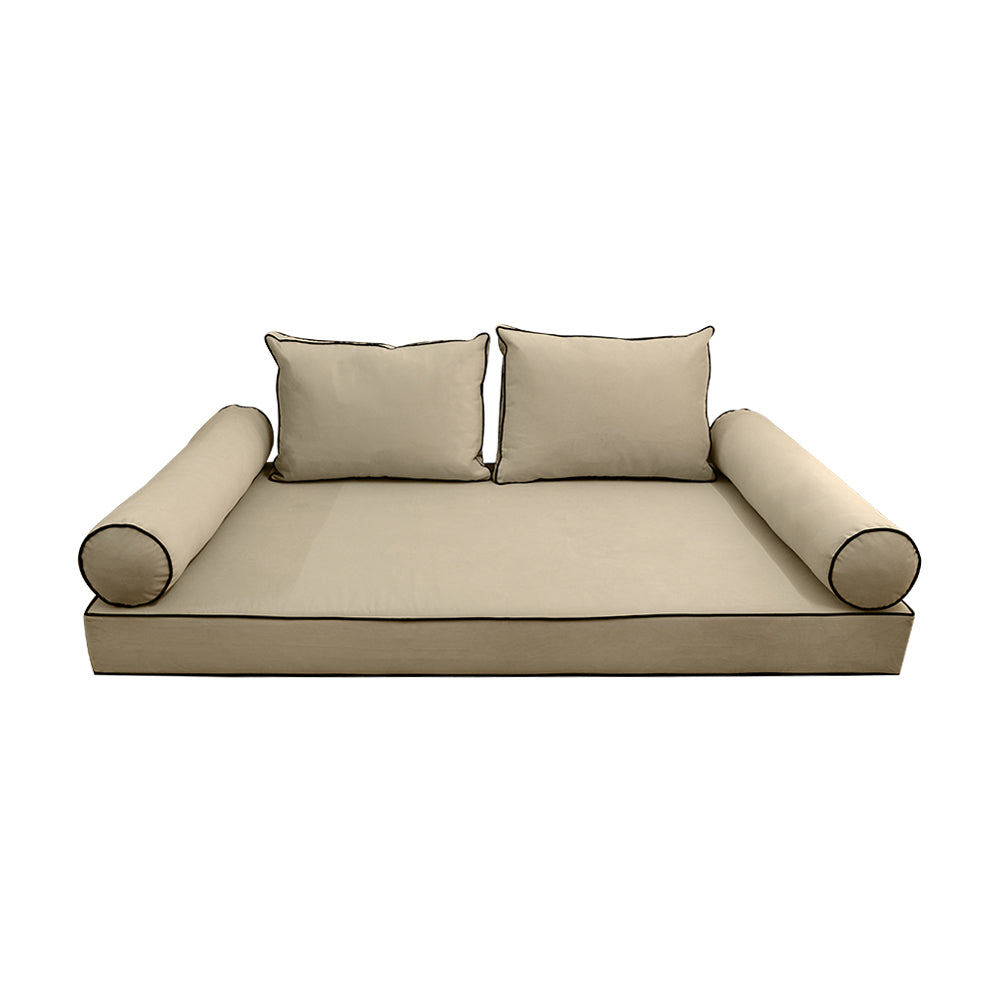 STYLE V1 - Velvet Indoor Daybed Mattress Bolster Backrest Cushion Pillow |COVERS ONLY|