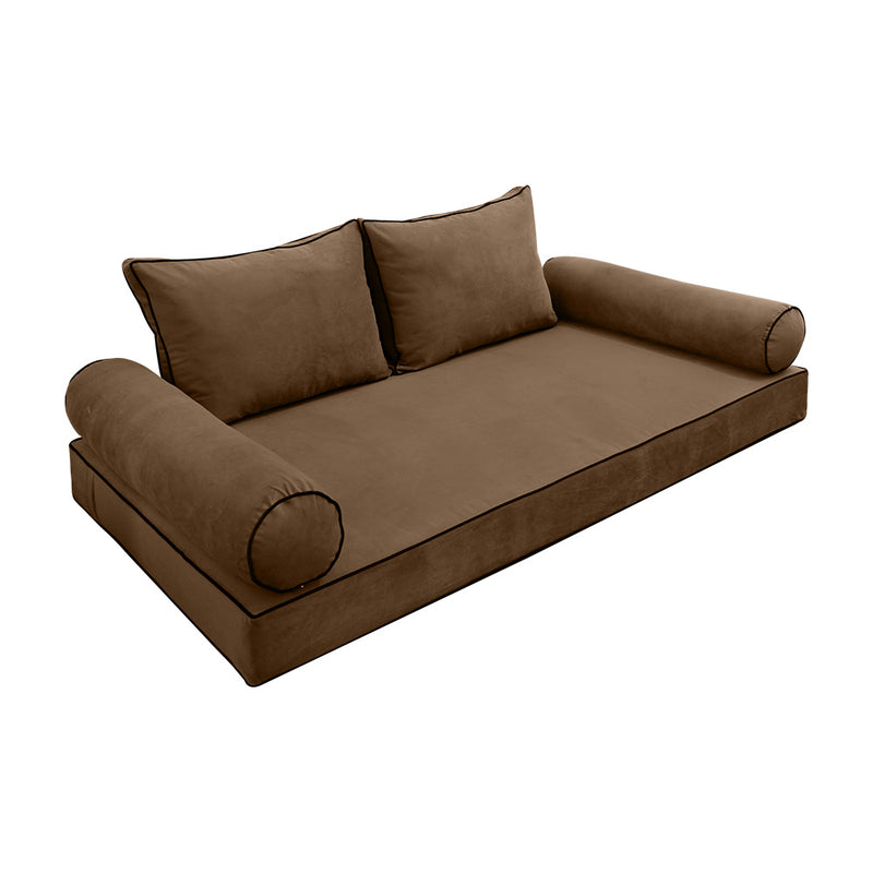 STYLE V1 - Velvet Indoor Daybed Mattress Bolster Backrest Cushion Pillow |COVERS ONLY|