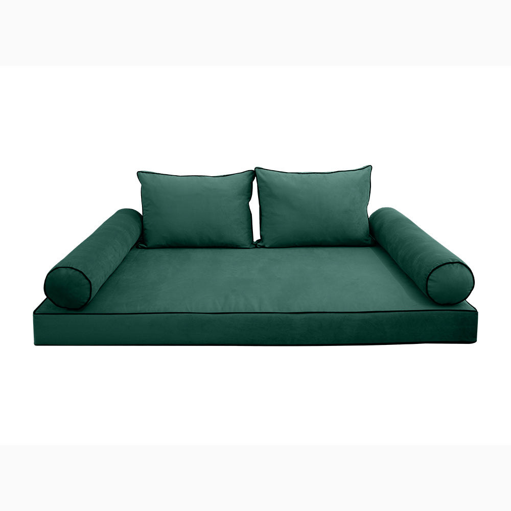 STYLE V1 - Velvet Indoor Daybed Mattress Bolster Backrest Cushion Pillow |COVERS ONLY|