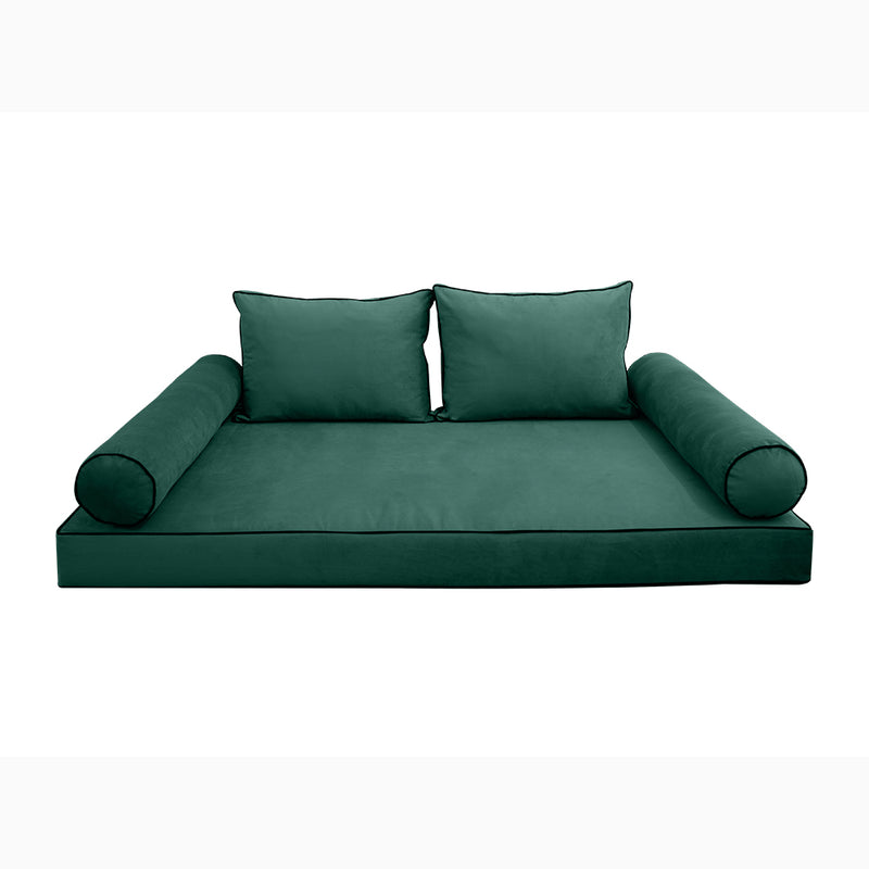 STYLE V1 - Velvet Indoor Daybed Mattress Bolster Backrest Cushion Pillow |COVERS ONLY|