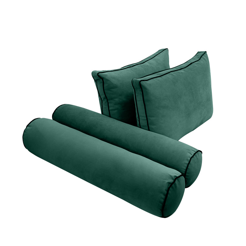 STYLE V1 - Velvet Indoor Daybed Mattress Bolster Backrest Cushion Pillow |COVERS ONLY|