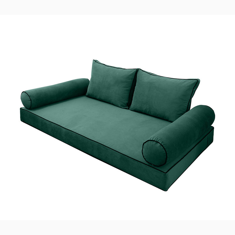 STYLE V1 - Velvet Indoor Daybed Mattress Bolster Backrest Cushion Pillow |COVERS ONLY|