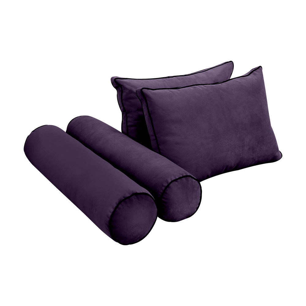STYLE V1 - Velvet Indoor Daybed Mattress Bolster Backrest Cushion Pillow |COVERS ONLY|