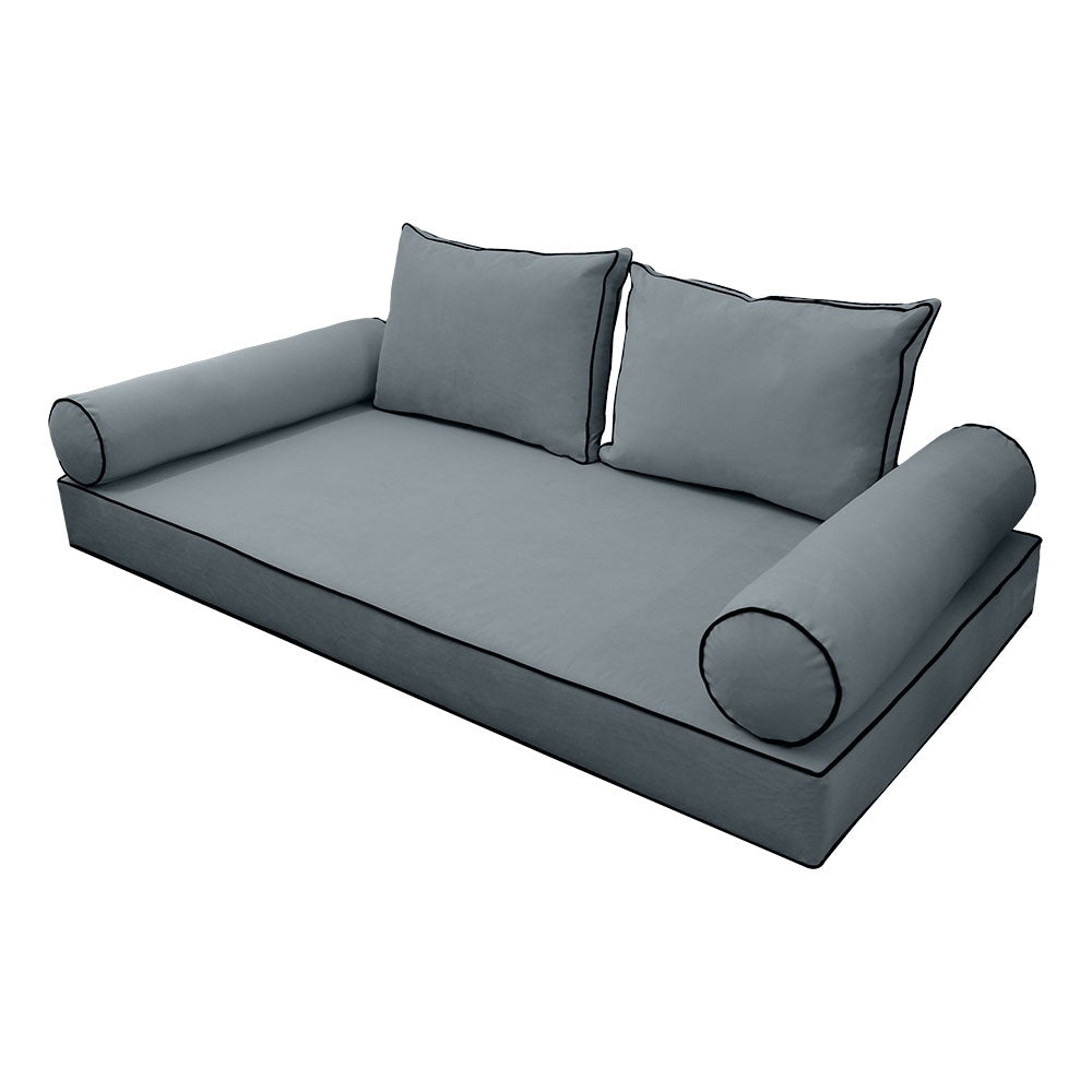 STYLE V1 - Velvet Indoor Daybed Mattress Bolster Backrest Cushion Pillow |COVERS ONLY|
