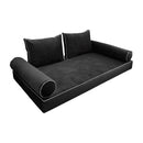 STYLE V1 - Velvet Indoor Daybed Mattress Bolster Backrest Cushion Pillow Complete Set