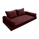 STYLE V1 - Velvet Indoor Daybed Mattress Bolster Backrest Cushion Pillow Complete Set