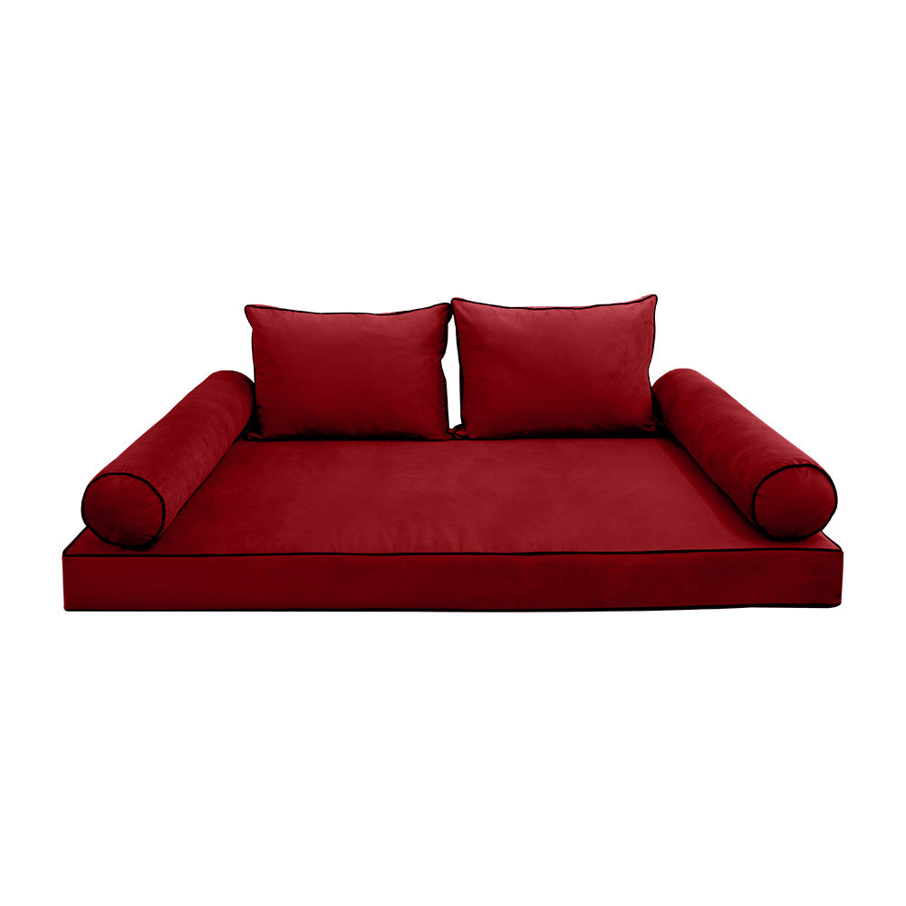 STYLE V1 - Velvet Indoor Daybed Mattress Bolster Backrest Cushion Pillow |COVERS ONLY|