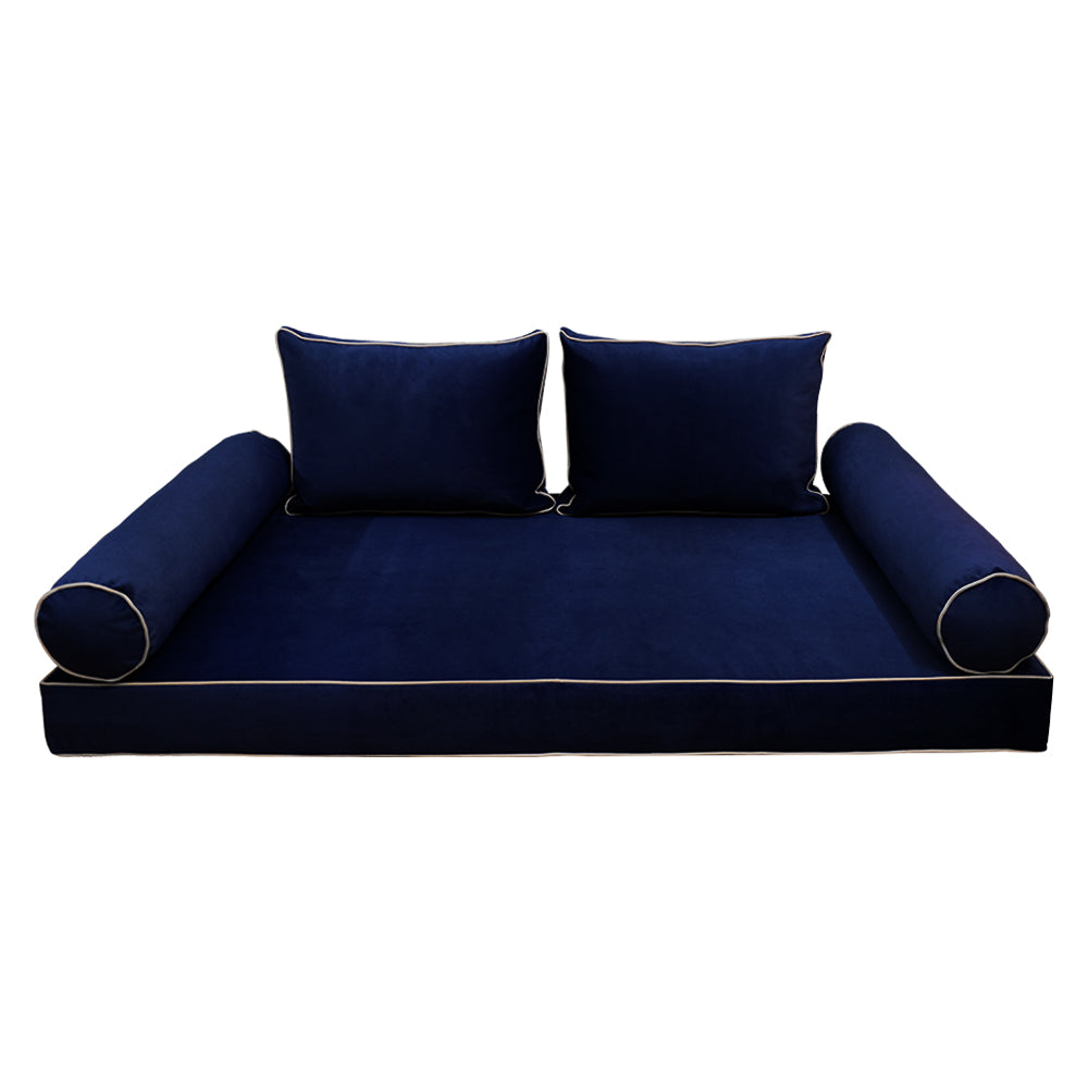STYLE V1 - Velvet Indoor Daybed Mattress Bolster Backrest Cushion Pillow |COVERS ONLY|