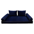 STYLE V1 - Velvet Indoor Daybed Mattress Bolster Backrest Cushion Pillow Complete Set