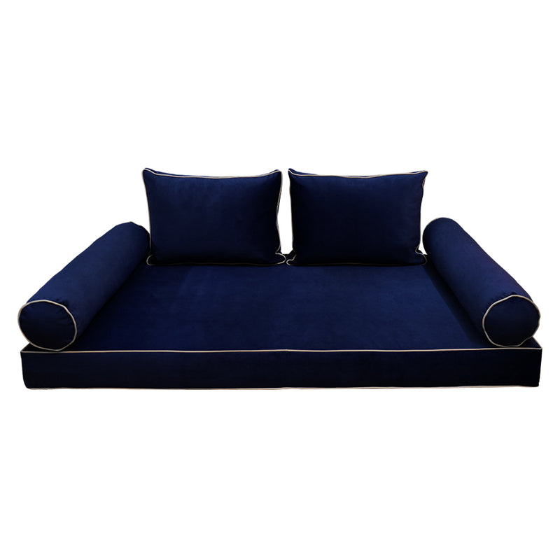 STYLE V1 - Velvet Indoor Daybed Mattress Bolster Backrest Cushion Pillow |COVERS ONLY|