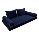 STYLE V1 - Velvet Indoor Daybed Mattress Bolster Backrest Cushion Pillow Complete Set