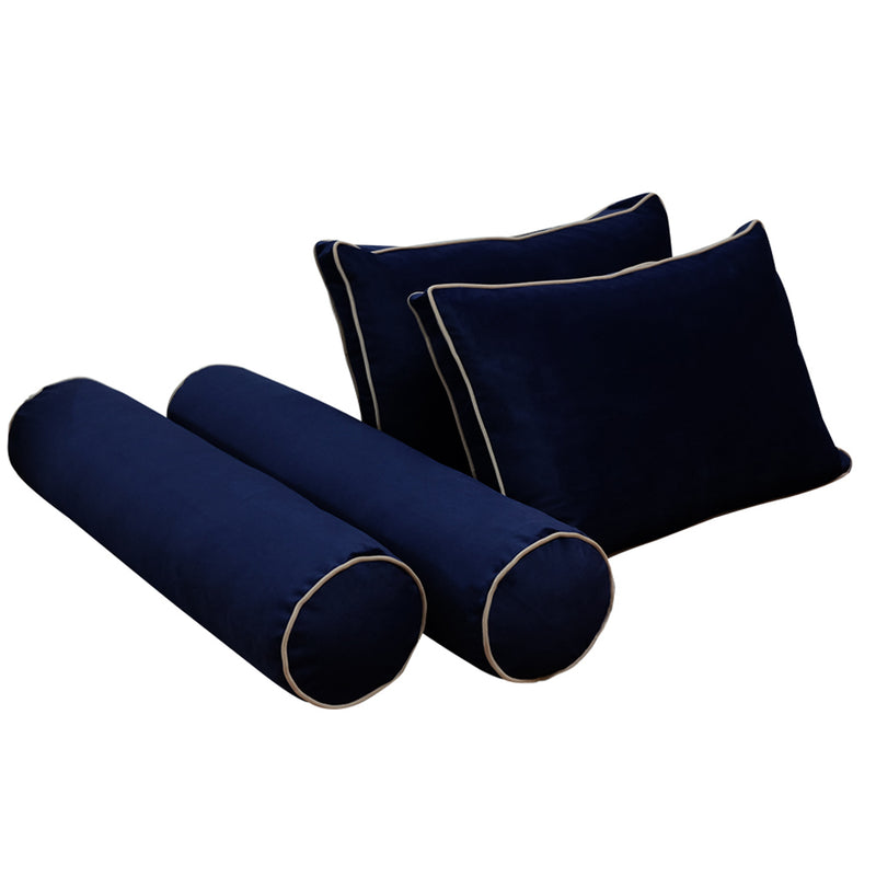 STYLE V1 - Velvet Indoor Daybed Mattress Bolster Backrest Cushion Pillow Complete Set