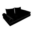 STYLE V1 - Velvet Indoor Daybed Mattress Bolster Backrest Cushion Pillow Complete Set