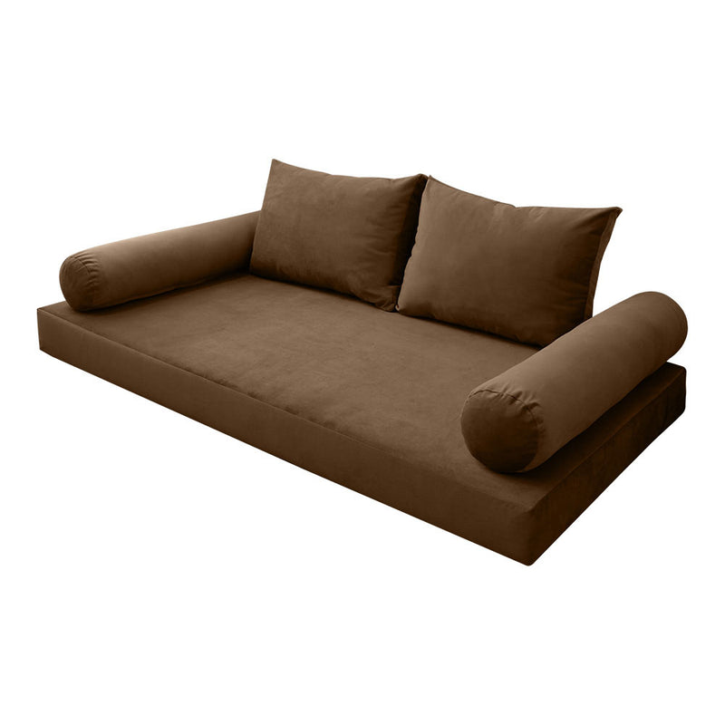 STYLE V1 - Velvet Indoor Daybed Mattress Bolster Backrest Cushion Pillow |COVERS ONLY|