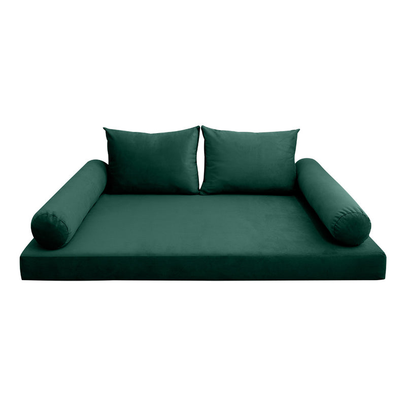 STYLE V1 - Velvet Indoor Daybed Mattress Bolster Backrest Cushion Pillow |COVERS ONLY|