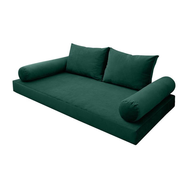 STYLE V1 - Velvet Indoor Daybed Mattress Bolster Backrest Cushion Pillow |COVERS ONLY|