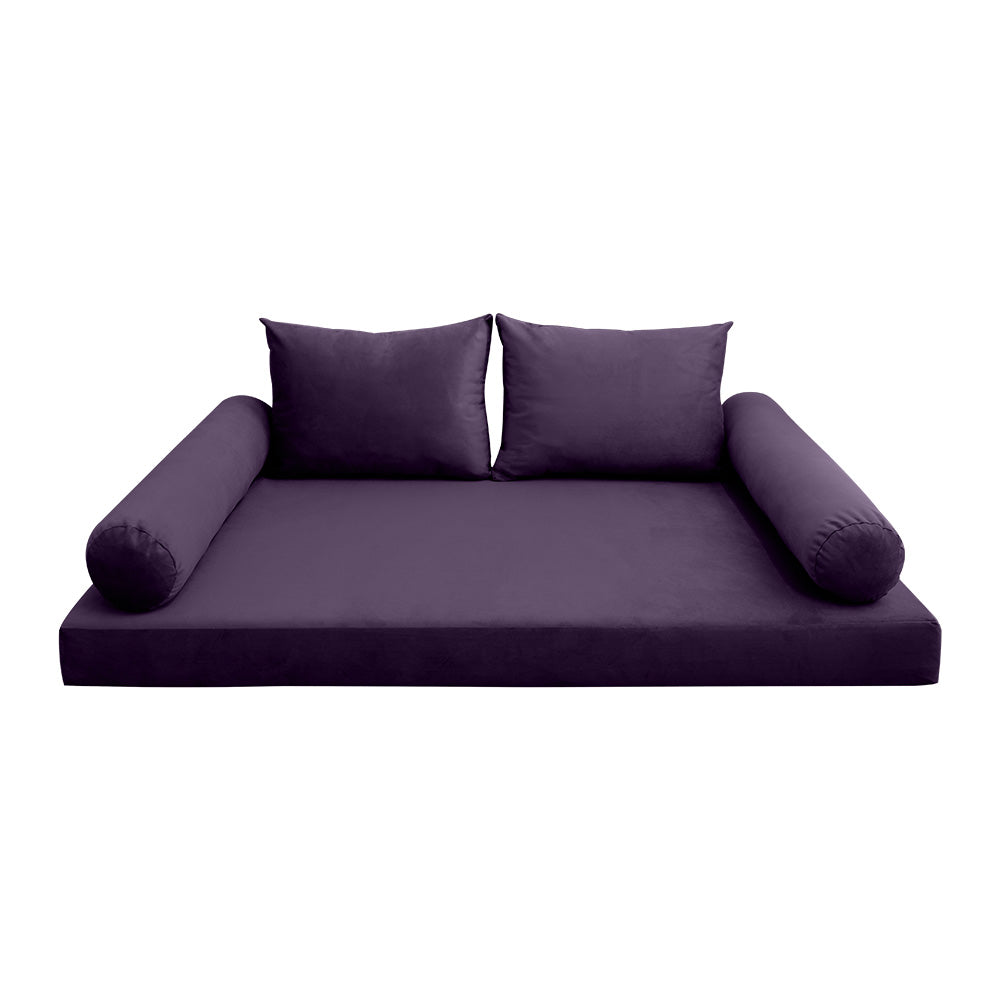 STYLE V1 - Velvet Indoor Daybed Mattress Bolster Backrest Cushion Pillow |COVERS ONLY|