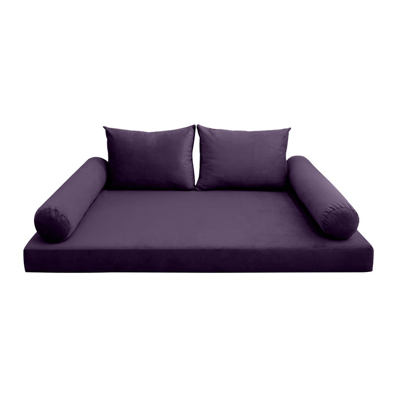 STYLE V1 - Velvet Indoor Daybed Mattress Bolster Backrest Cushion Pillow |COVERS ONLY|