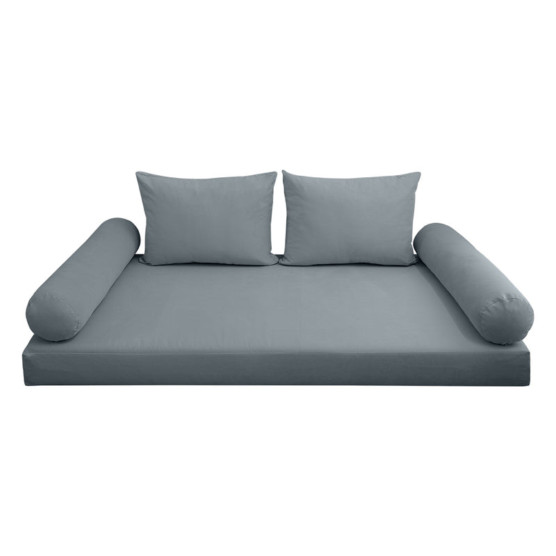 STYLE V1 - Velvet Indoor Daybed Mattress Bolster Backrest Cushion Pillow Complete Set