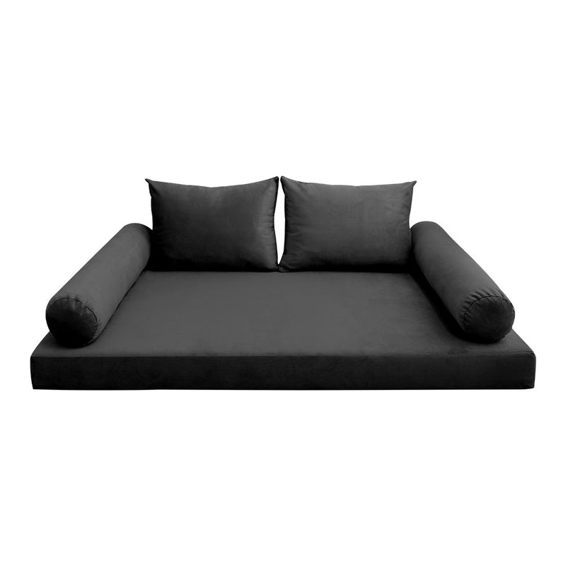 STYLE V1 - Velvet Indoor Daybed Mattress Bolster Backrest Cushion Pillow |COVERS ONLY|