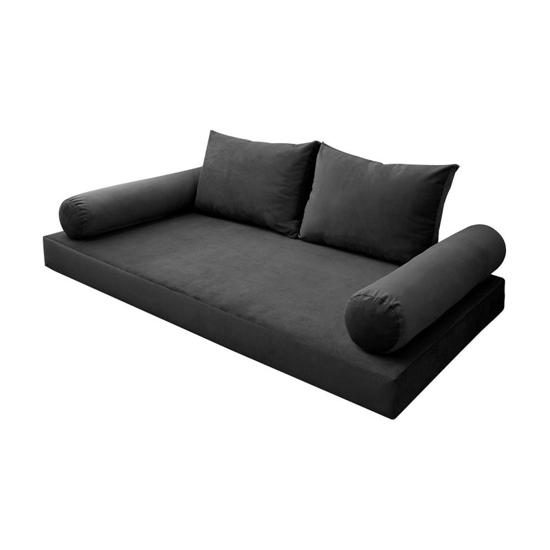STYLE V1 - Velvet Indoor Daybed Mattress Bolster Backrest Cushion Pillow |COVERS ONLY|