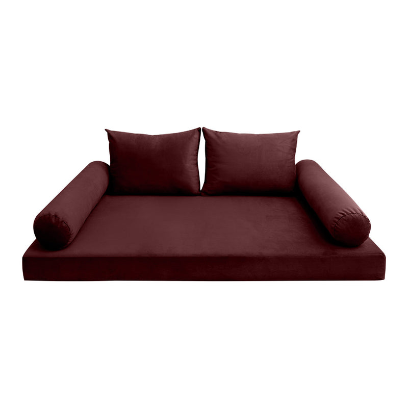 STYLE V1 - Velvet Indoor Daybed Mattress Bolster Backrest Cushion Pillow |COVERS ONLY|