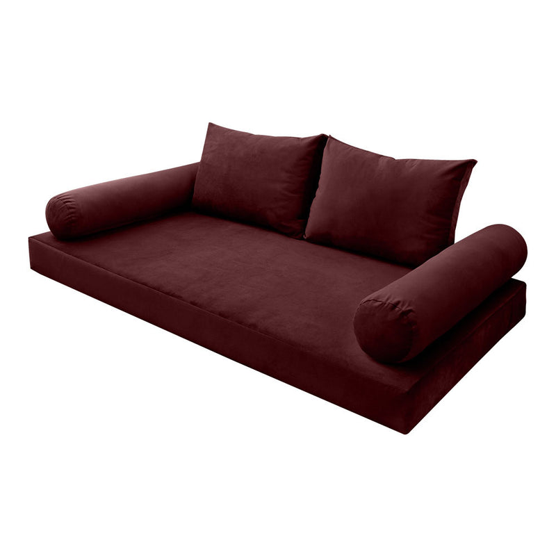 STYLE V1 - Velvet Indoor Daybed Mattress Bolster Backrest Cushion Pillow |COVERS ONLY|