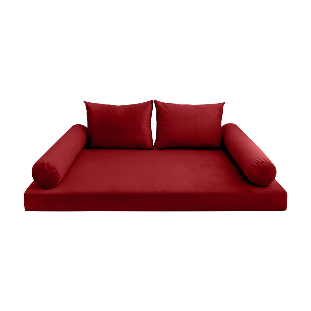 STYLE V1 - Velvet Indoor Daybed Mattress Bolster Backrest Cushion Pillow |COVERS ONLY|