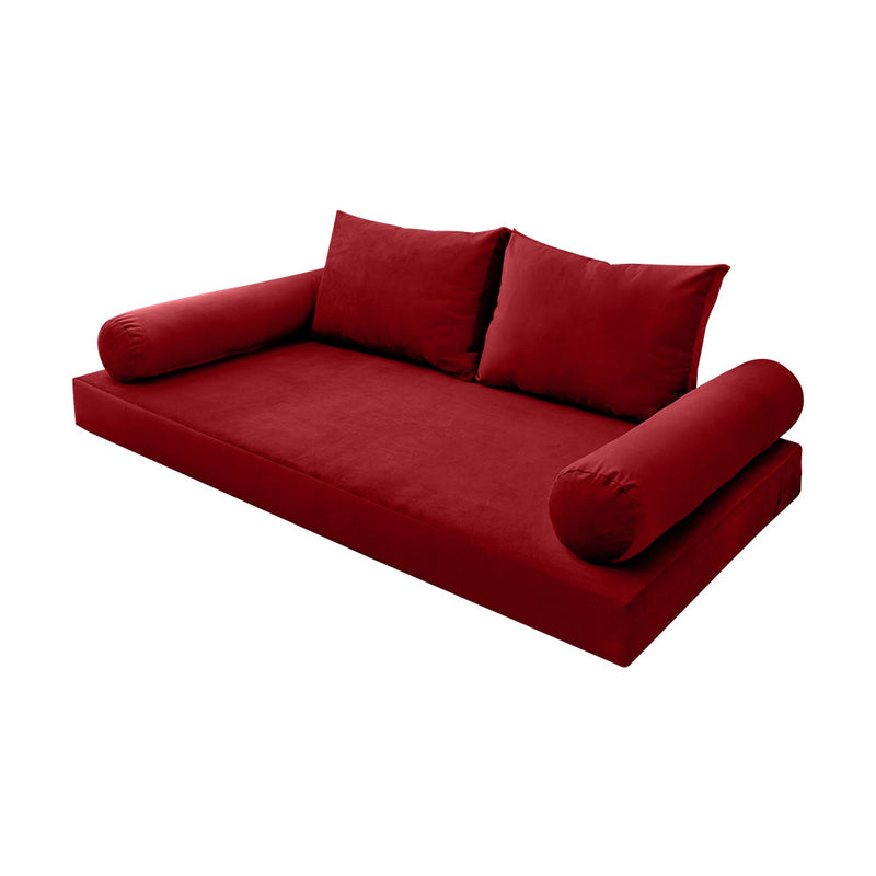 STYLE V1 - Velvet Indoor Daybed Mattress Bolster Backrest Cushion Pillow |COVERS ONLY|