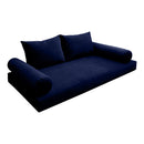 STYLE V1 - Velvet Indoor Daybed Mattress Bolster Backrest Cushion Pillow Complete Set