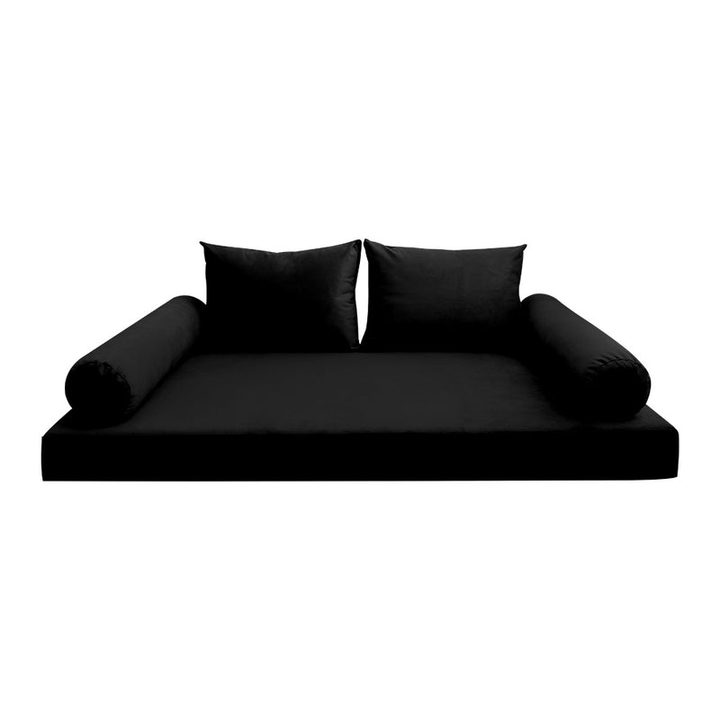 STYLE V1 - Velvet Indoor Daybed Mattress Bolster Backrest Cushion Pillow |COVERS ONLY|