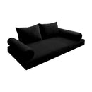STYLE V1 - Velvet Indoor Daybed Mattress Bolster Backrest Cushion Pillow Complete Set