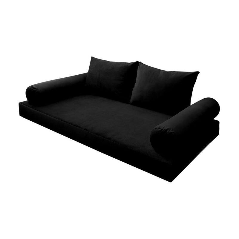 STYLE V1 - Velvet Indoor Daybed Mattress Bolster Backrest Cushion Pillow |COVERS ONLY|