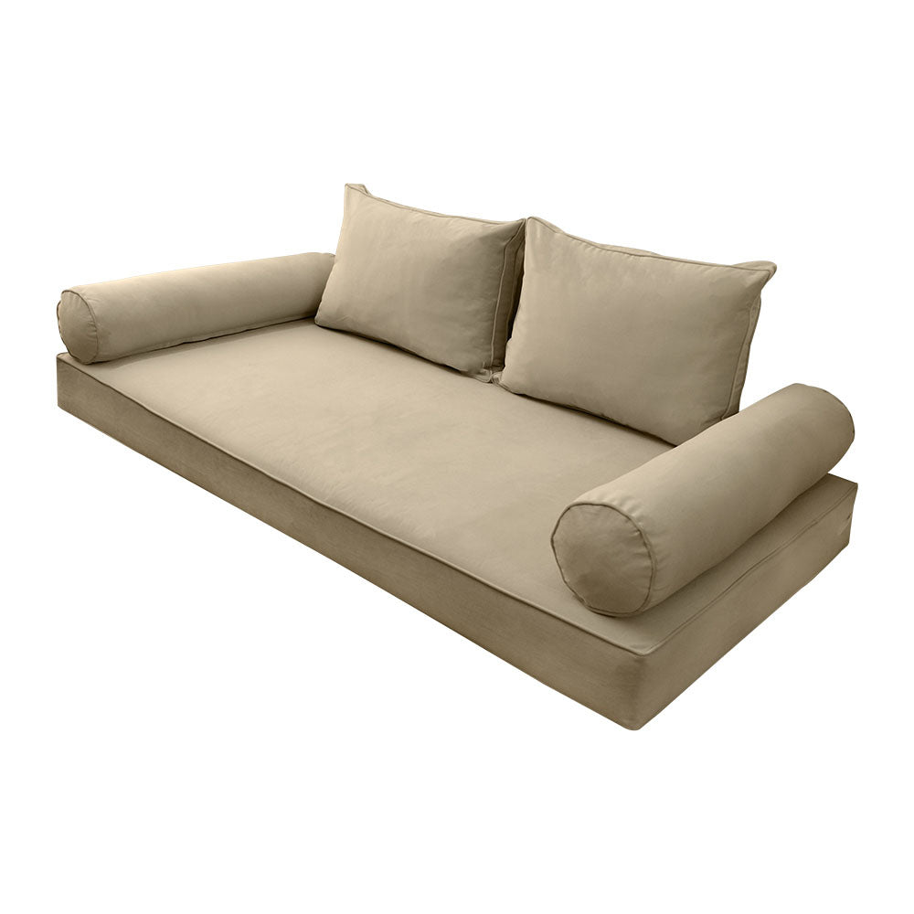 STYLE V1 - Velvet Indoor Daybed Mattress Bolster Backrest Cushion Pillow |COVERS ONLY|