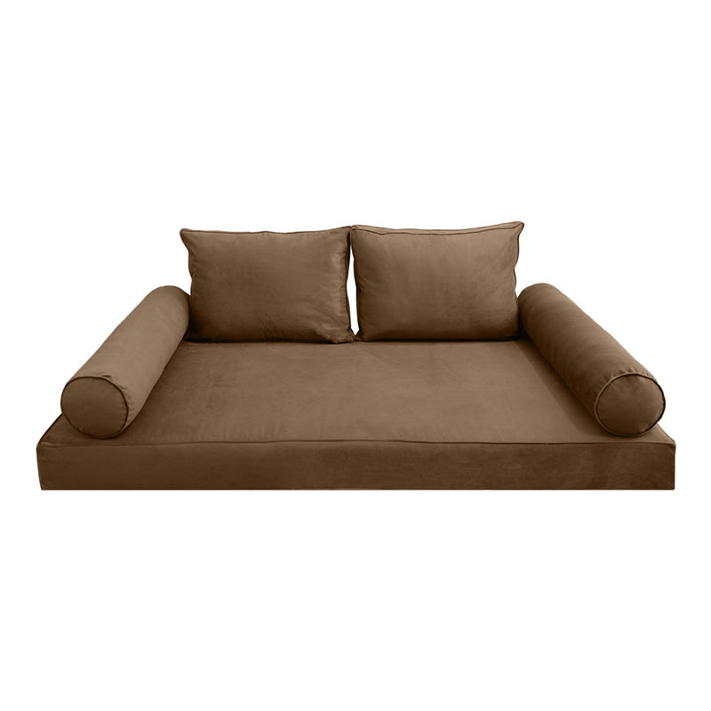 STYLE V1 - Velvet Indoor Daybed Mattress Bolster Backrest Cushion Pillow |COVERS ONLY|