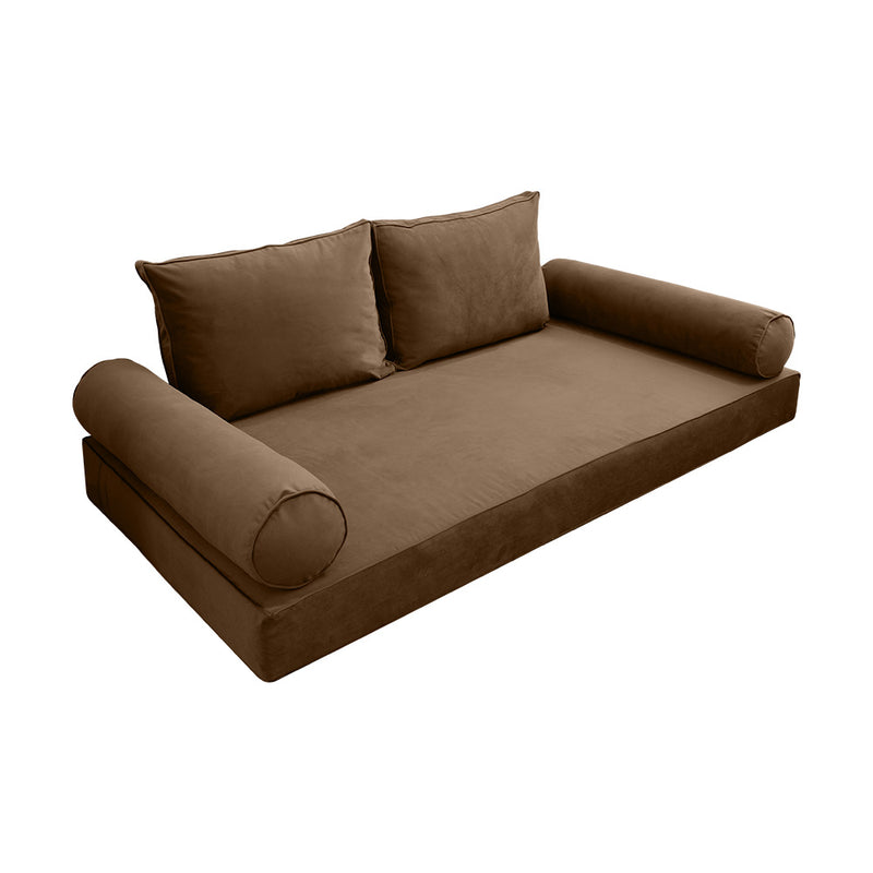 STYLE V1 - Velvet Indoor Daybed Mattress Bolster Backrest Cushion Pillow Complete Set