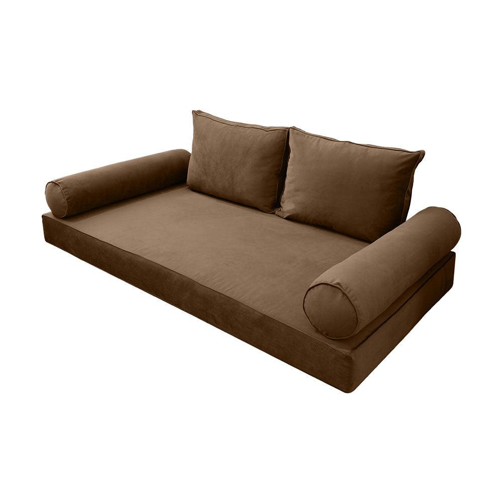 STYLE V1 - Velvet Indoor Daybed Mattress Bolster Backrest Cushion Pillow |COVERS ONLY|