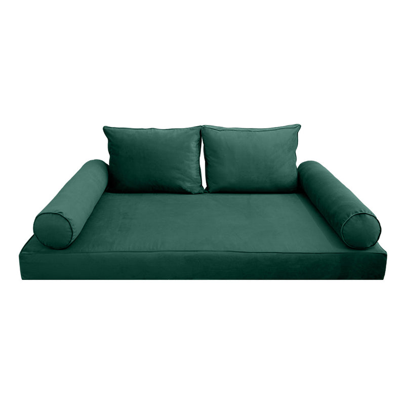STYLE V1 - Velvet Indoor Daybed Mattress Bolster Backrest Cushion Pillow |COVERS ONLY|