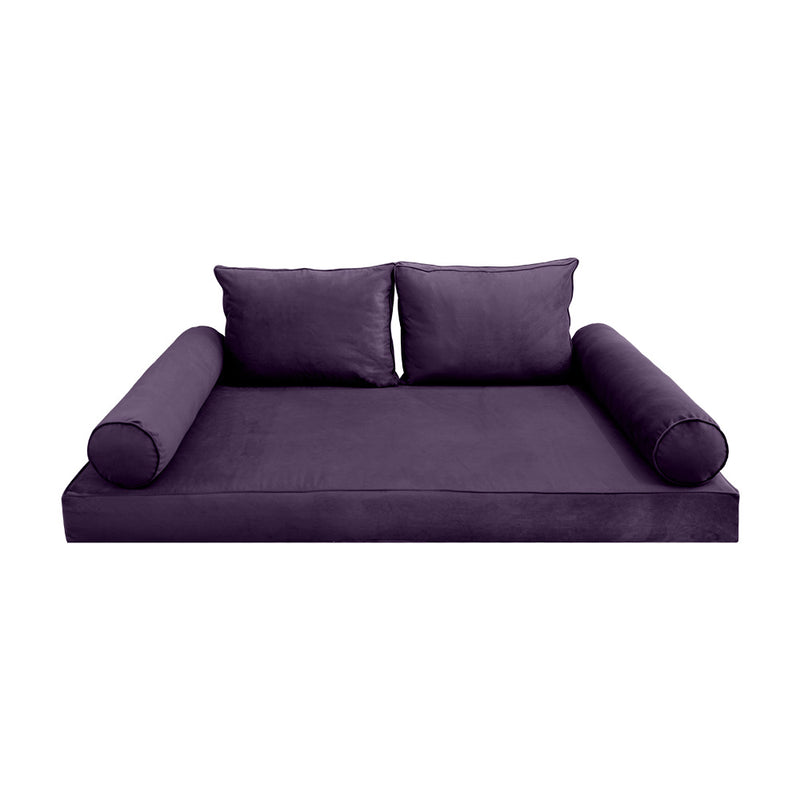 STYLE V1 - Velvet Indoor Daybed Mattress Bolster Backrest Cushion Pillow |COVERS ONLY|